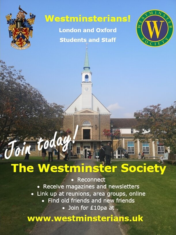 The Westminster Society, London & Oxford, Join Today!, Subscription Leaflet, cover graphic, Chapel Quad,